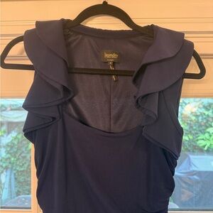 Laundry By Shelli Segal Women's Deep Blue Ruffle Evening Gown